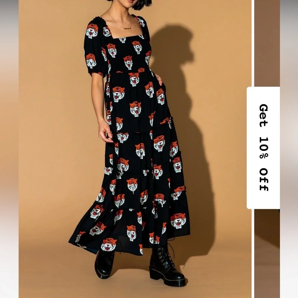 new Dress in Lala feeling fierce smocked dress in tiger print